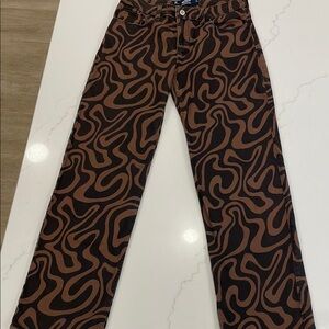 Hollister Women's Brown Patterned Straight Jeans
